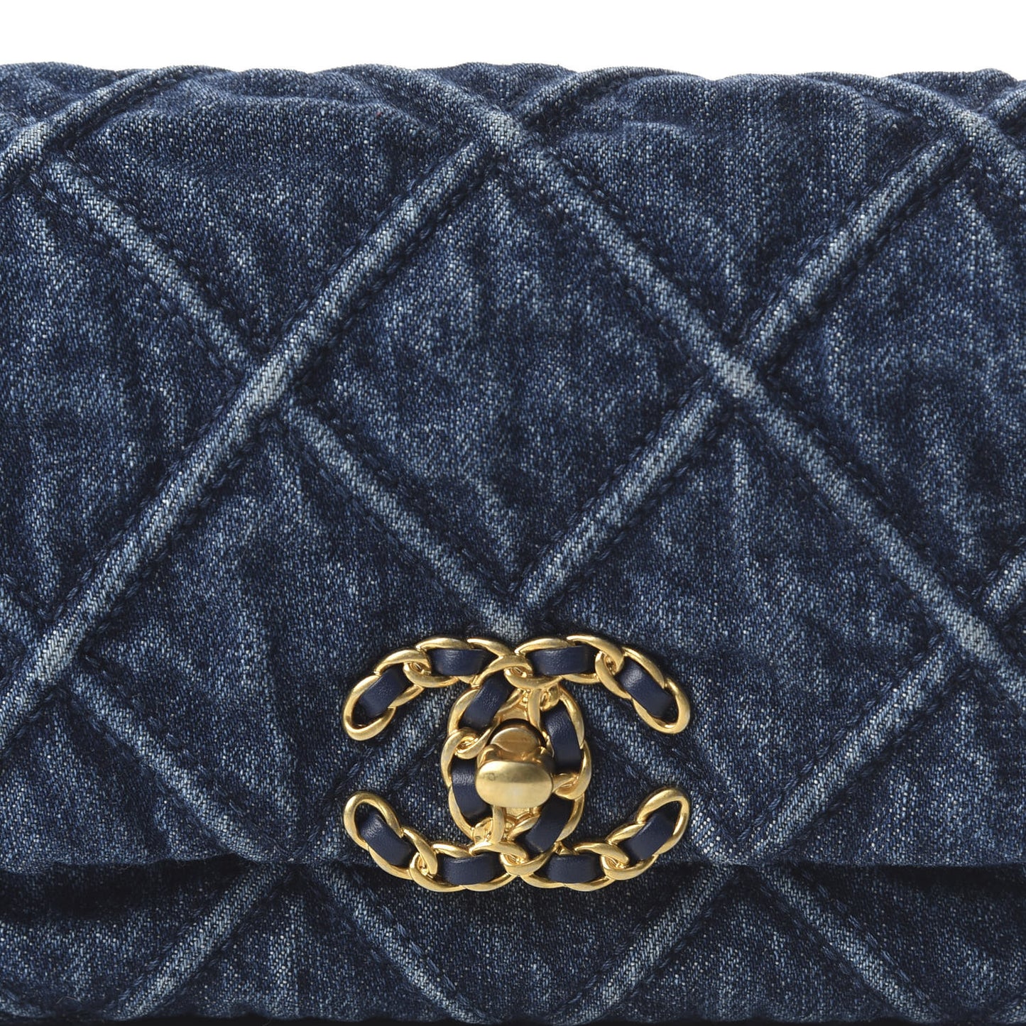 Denim Quilted Chanel 19 Belt Bag Blue