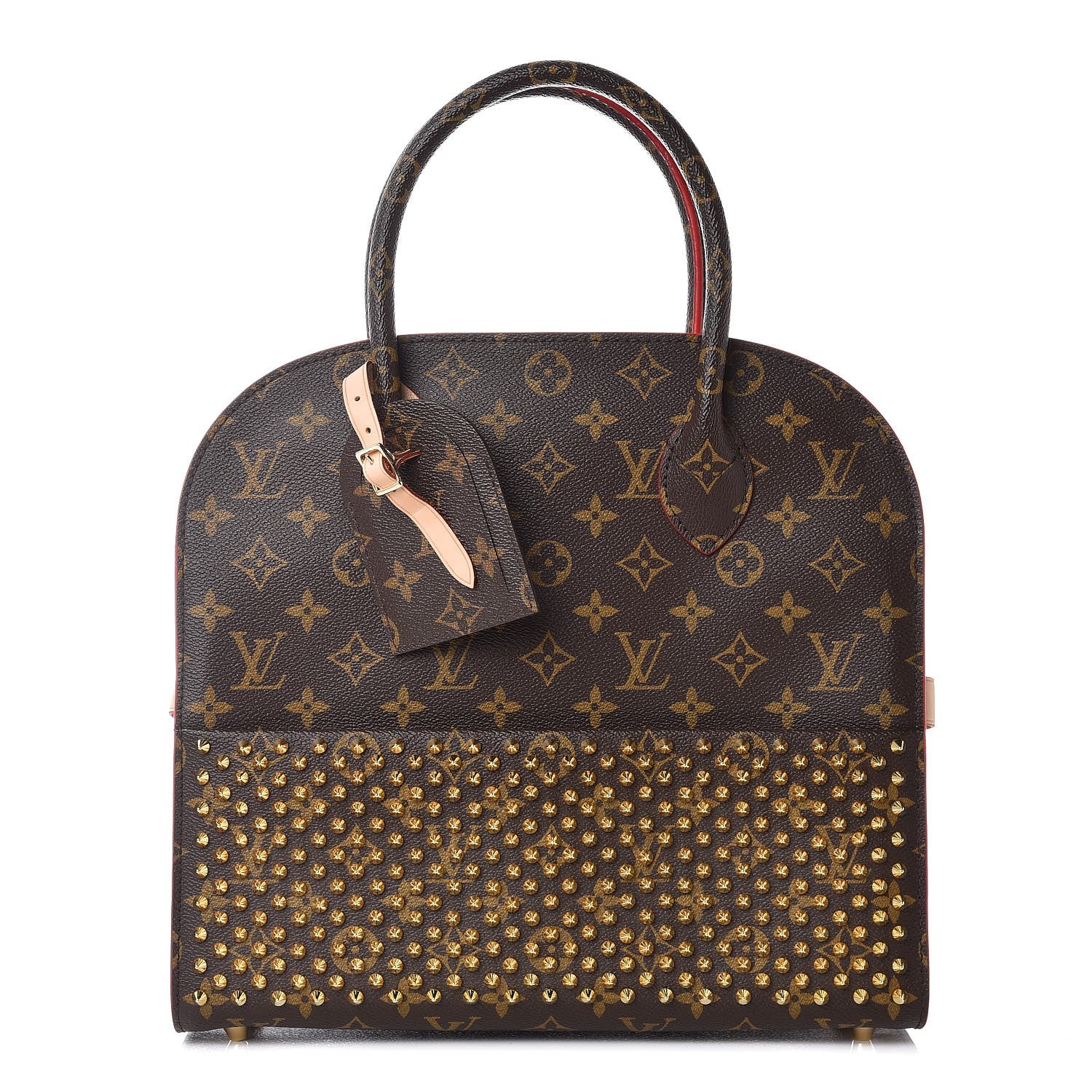 Louis Vuitton Monogram Calf Hair Spikes Iconoclasts Christian Louboutin Tote Red 1 of 8