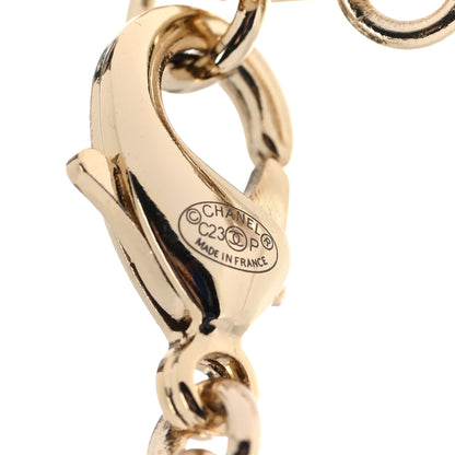 Chanel Resin Crystal Pearl Chain Heart CC Drop Necklace Pink White Gold 9 of 9