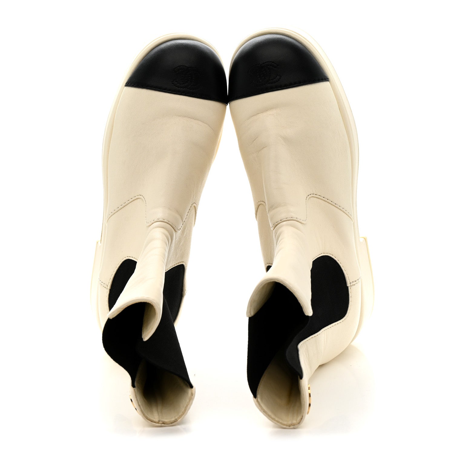 Chanel Cap Toe CC Ankle Boots 39.5 White Black 2 of 9