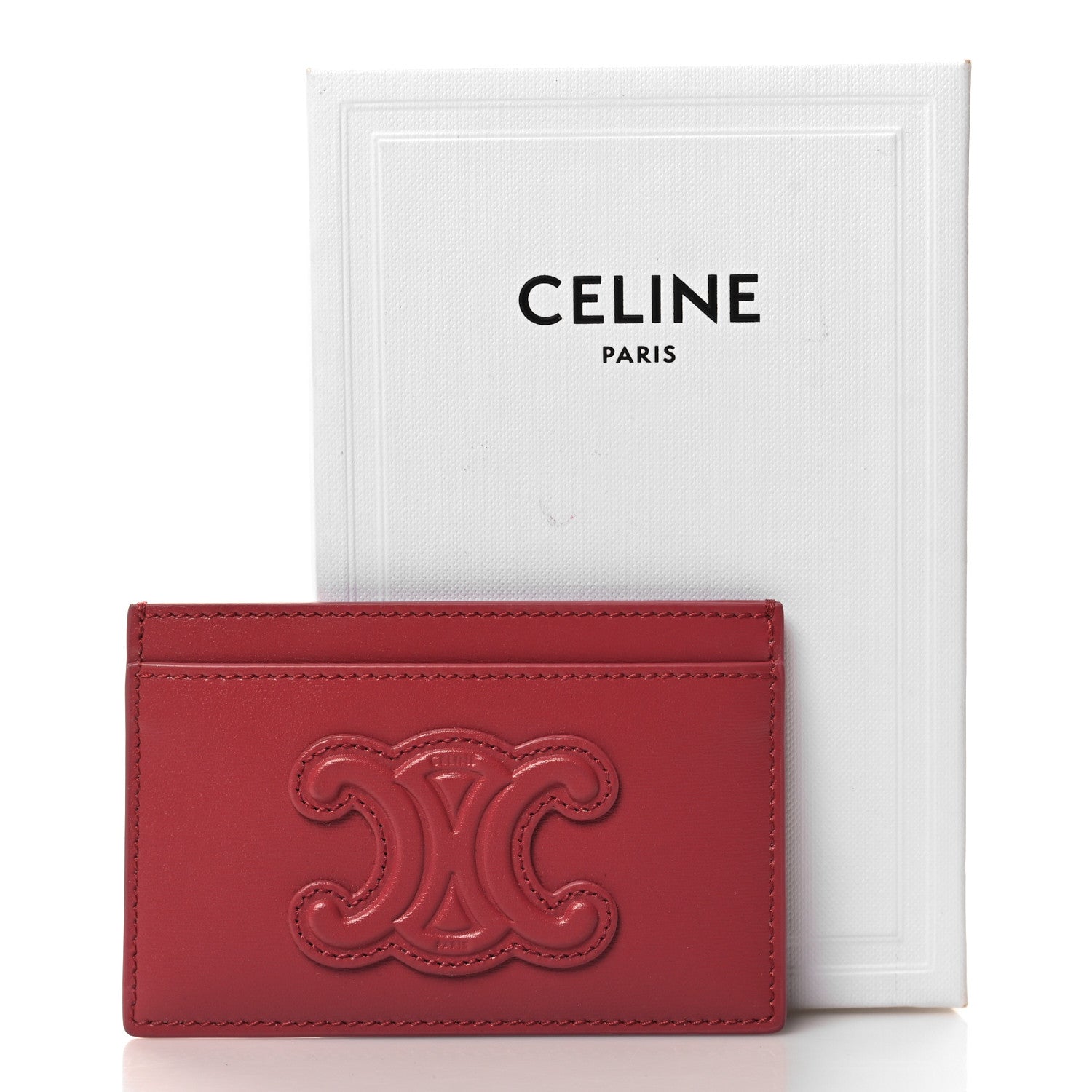 Celine Smooth Calfskin Cuir Triomphe Card Holder Lipstick 8 of 8