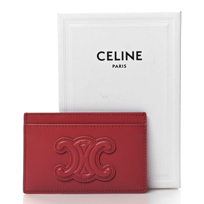 Celine Smooth Calfskin Cuir Triomphe Card Holder Lipstick 8 of 8