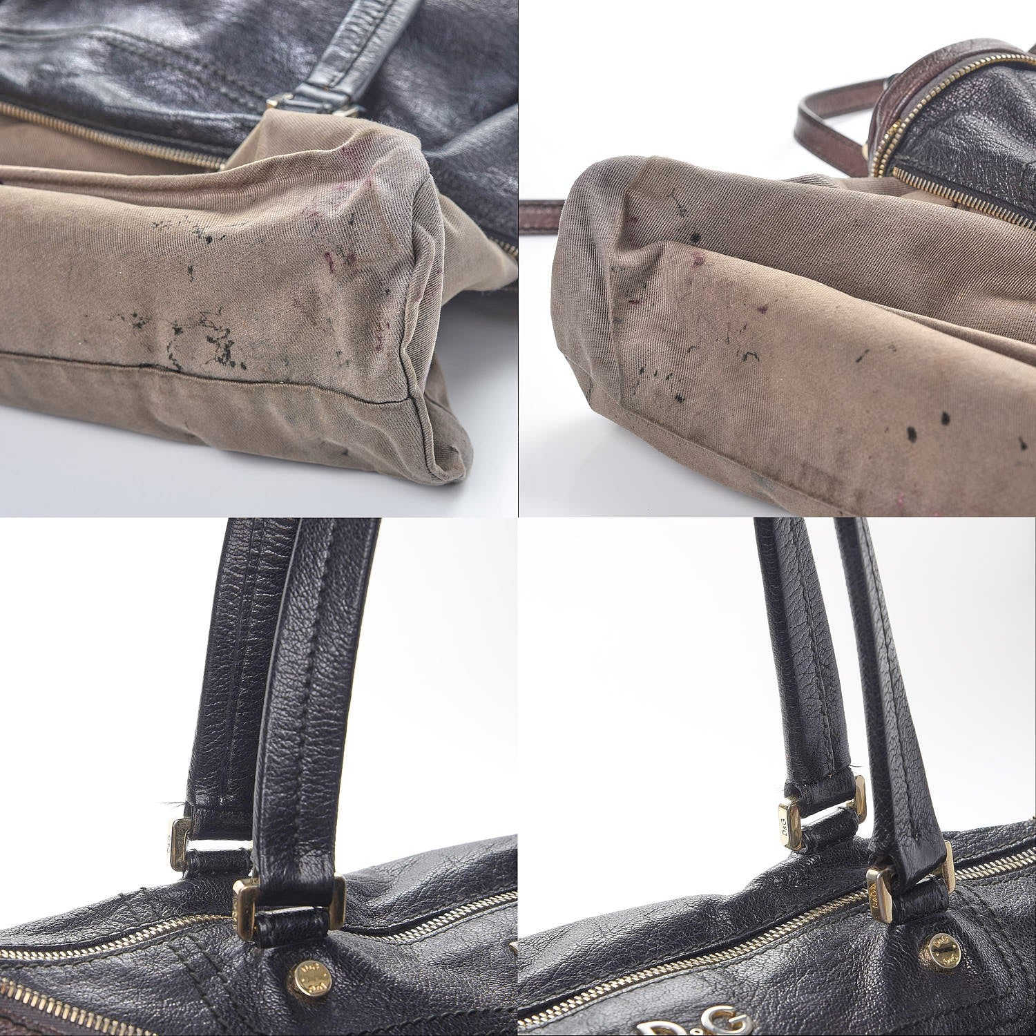 Dolce & Gabbana Goatskin Vilma Shoulder Bag Taupe Black 9 of 10