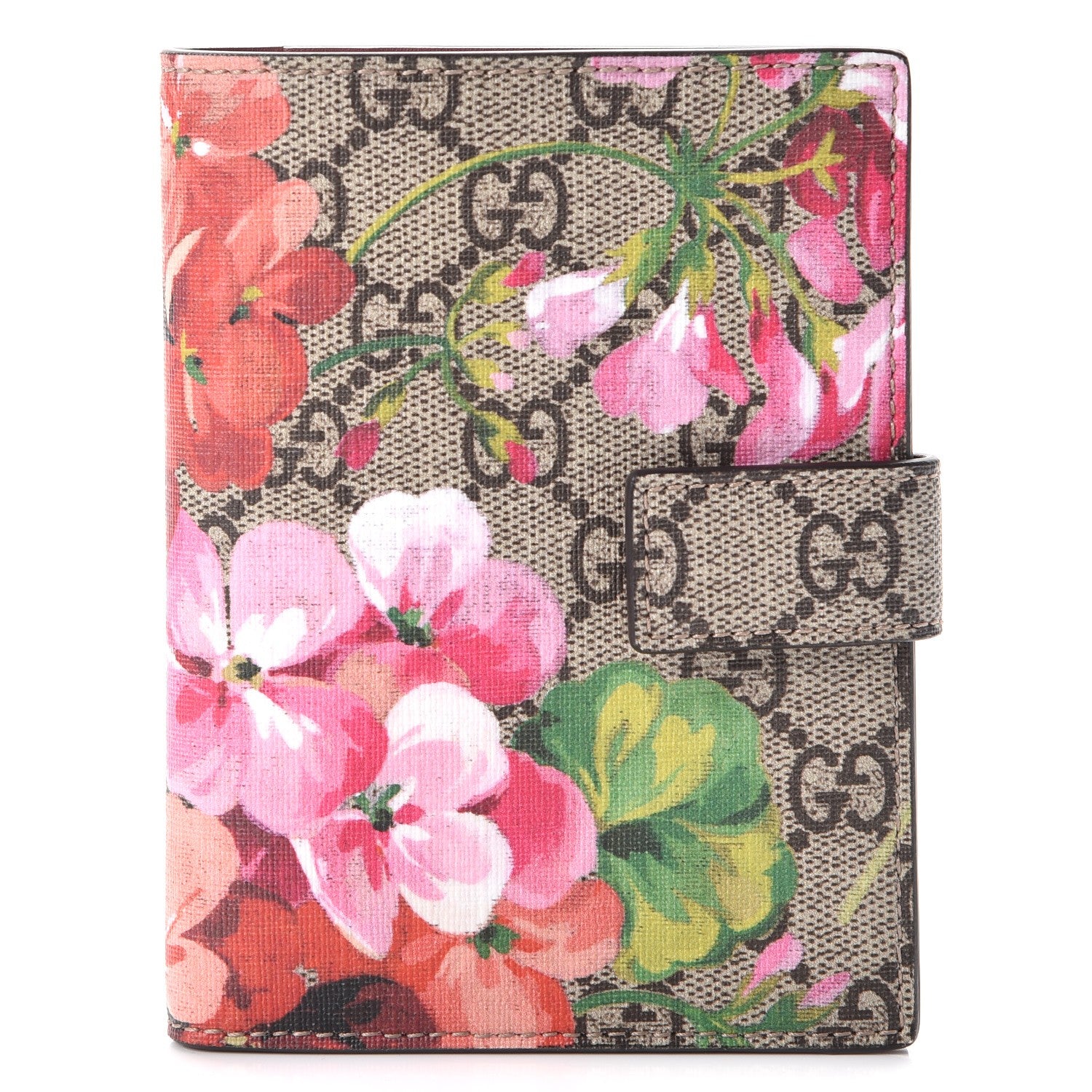 Gucci GG Supreme Monogram Blooms Passport Case Beige Multicolor Dry Rose 1 of 8