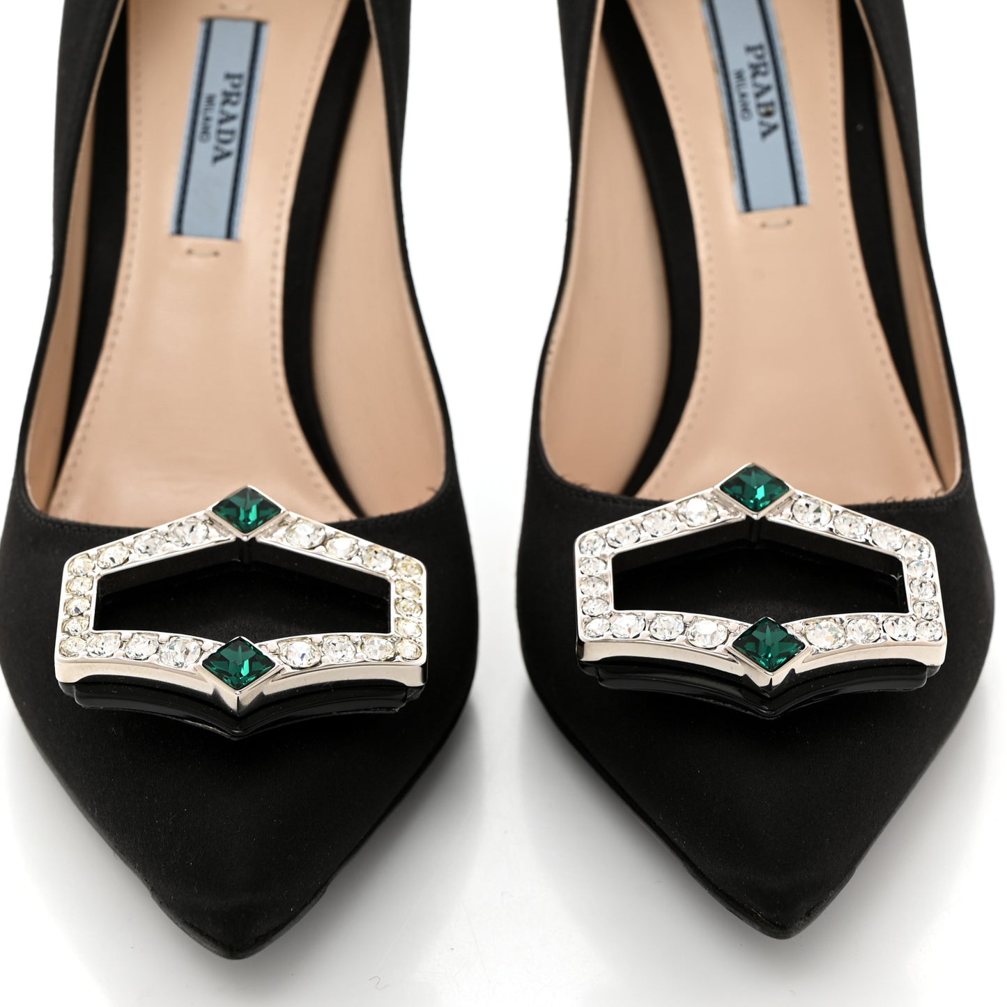 Satin Crystal Embellished Pumps 38 Black