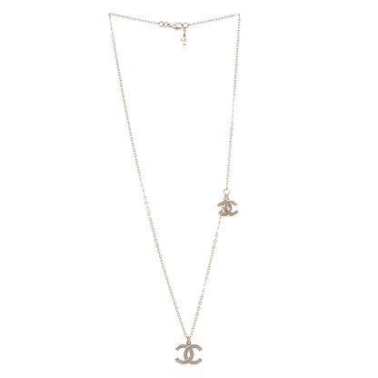 Chanel Crystal Pearl CC Lariat Necklace Gold 3 of 7
