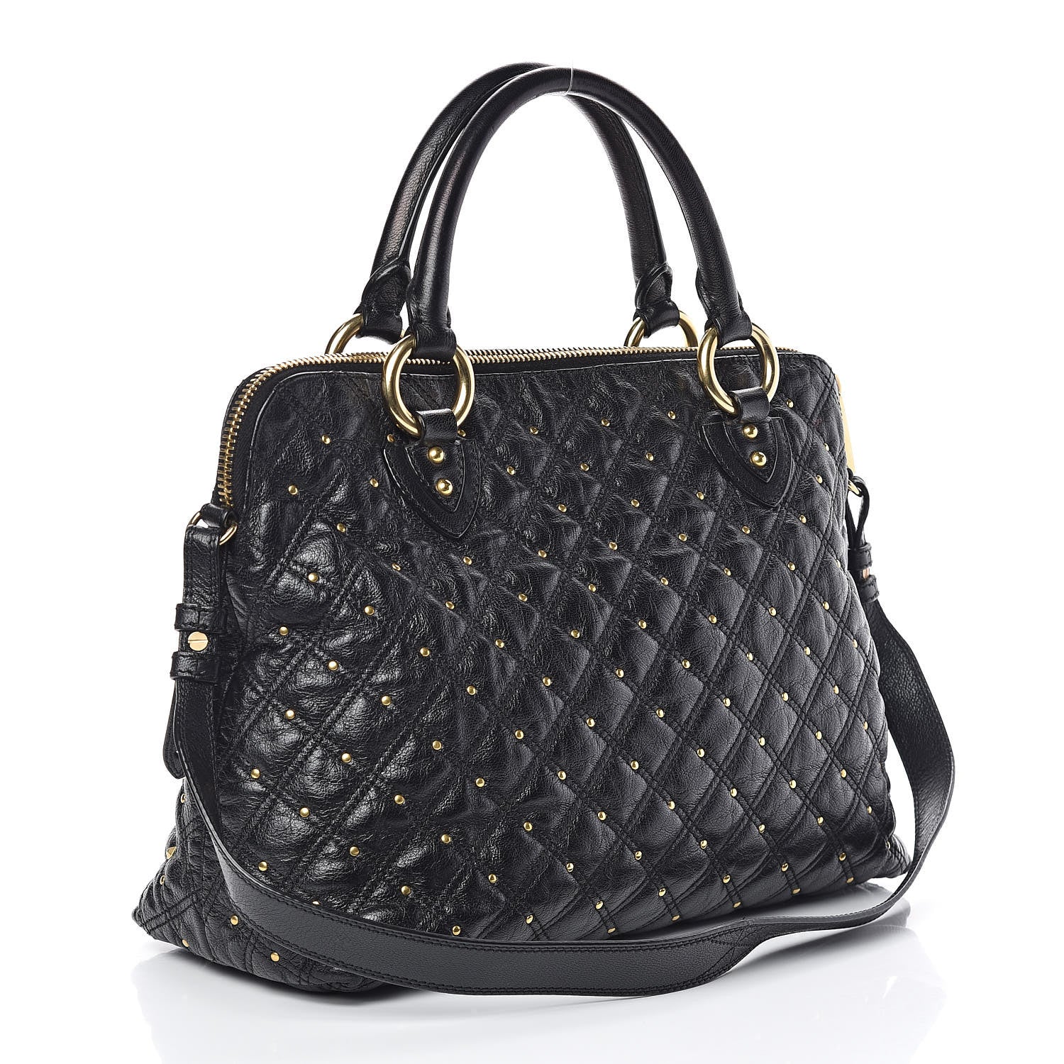 Marc Jacobs Calfskin Quilted Stardust Rio Satchel Tote Bag Black 4 of 14