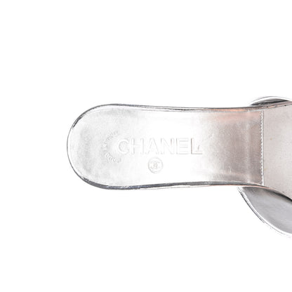 Chanel Metallic Goatskin CC Mules 40.5 Silver 8 of 9