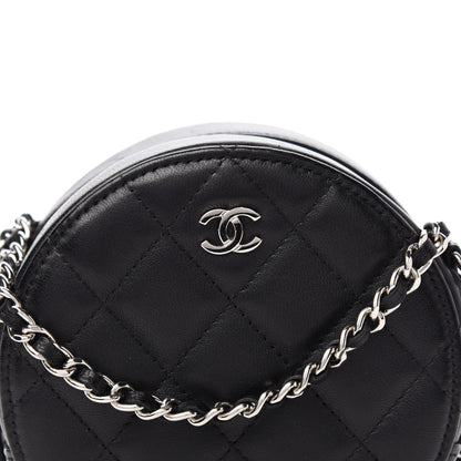 Chanel Lambskin Quilted Round Clutch With Chain Black 10 of 11