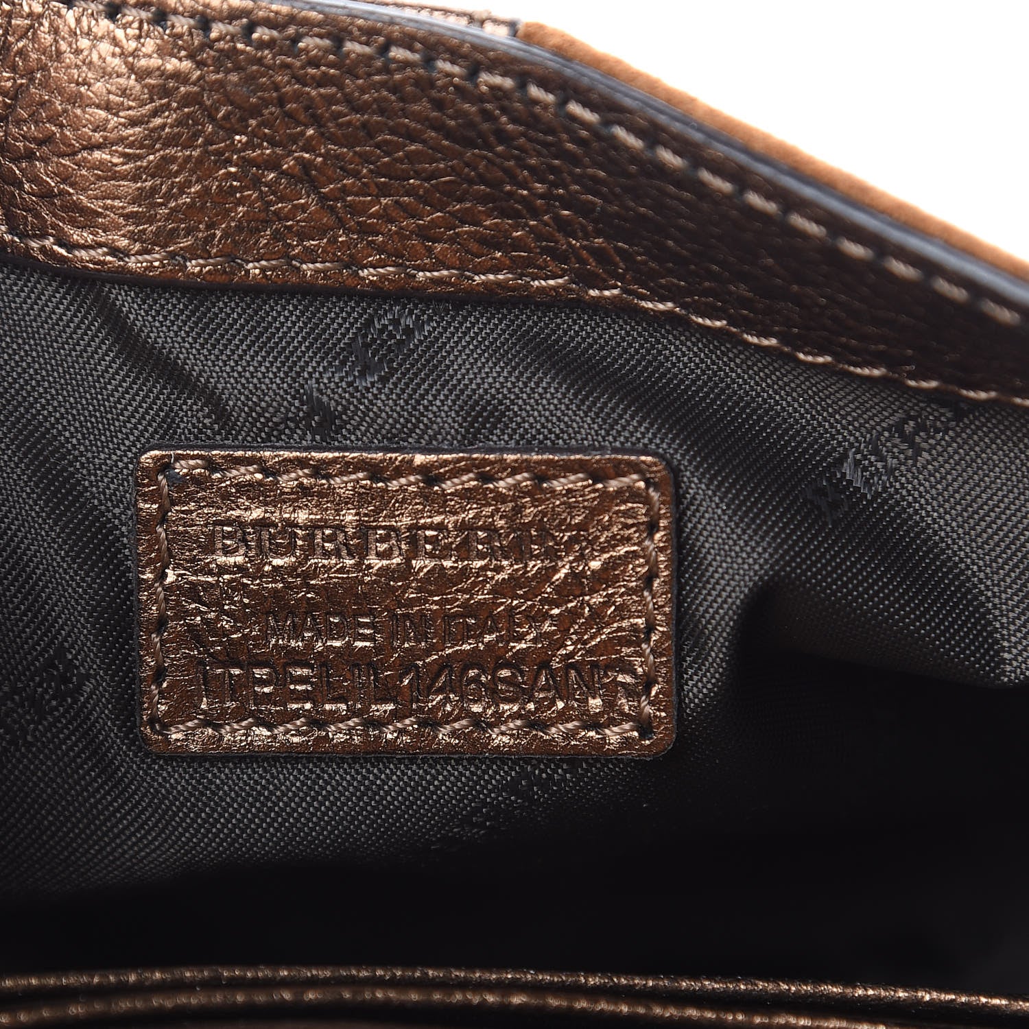 Burberry Metallic Suede Haymarket Check Mini Berkeley Crossbody Antique Gold 6 of 9