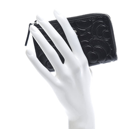 Chanel Caviar Camellia Embossed Key Holder Case Black 2 of 11