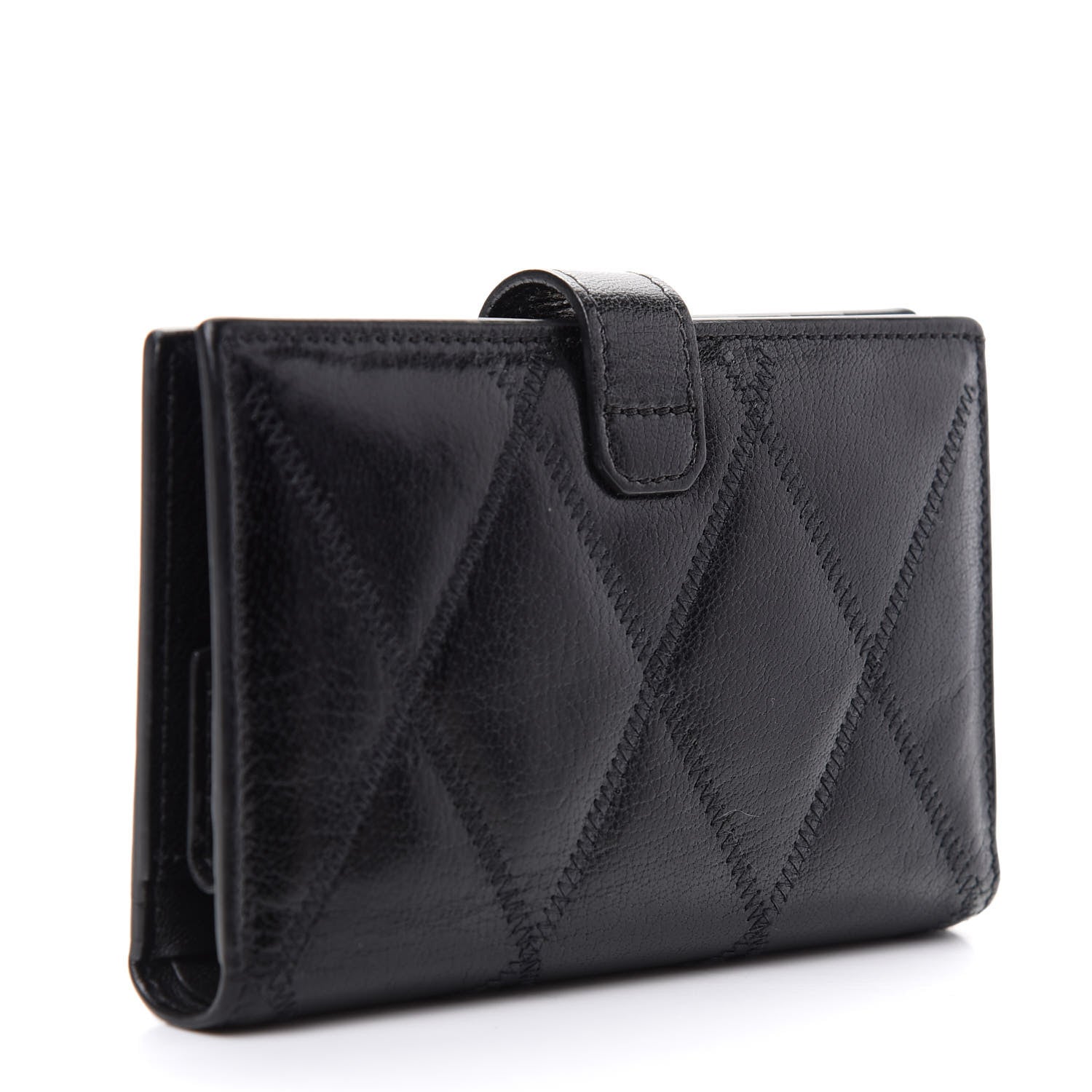 Givenchy Goatskin Diamond Quilted GV3 Medium Wallet Black 3 of 9
