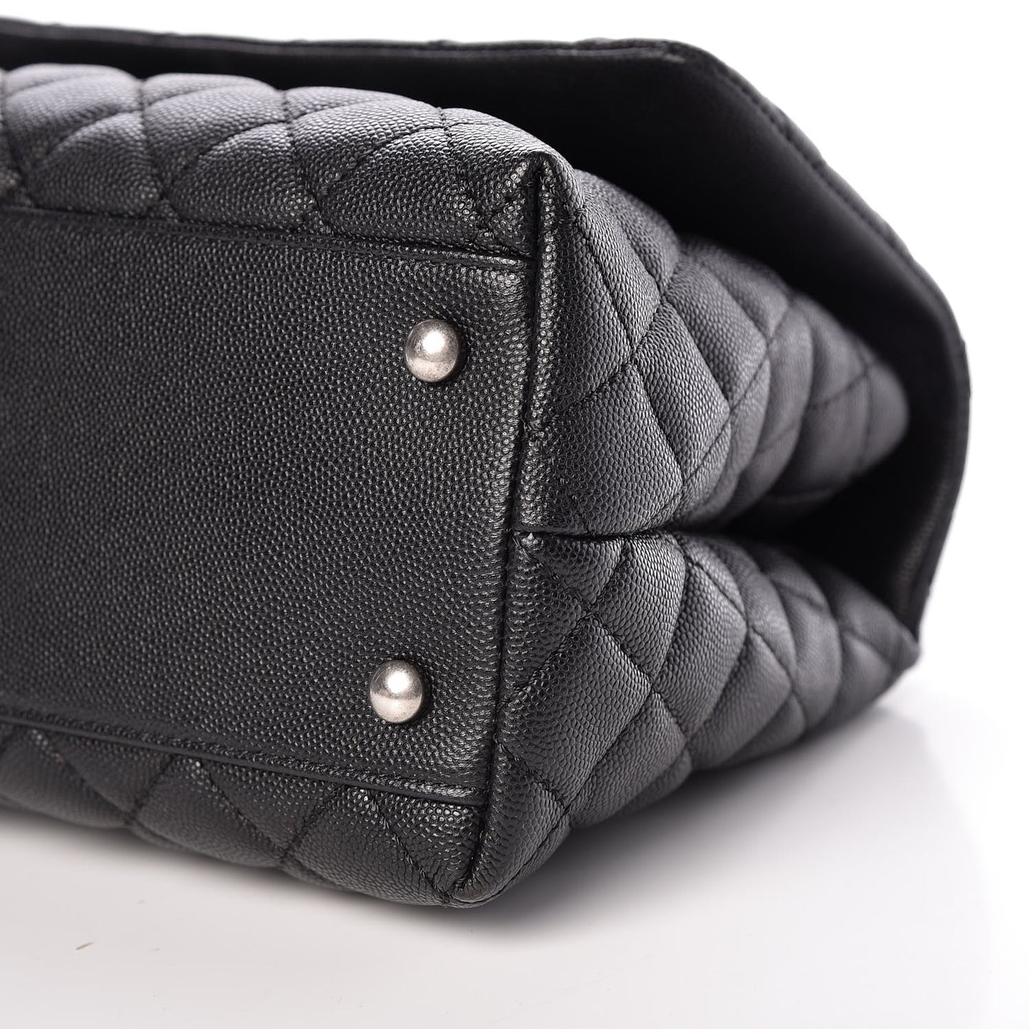 Caviar Lizard Quilted Small Coco Handle Flap Black