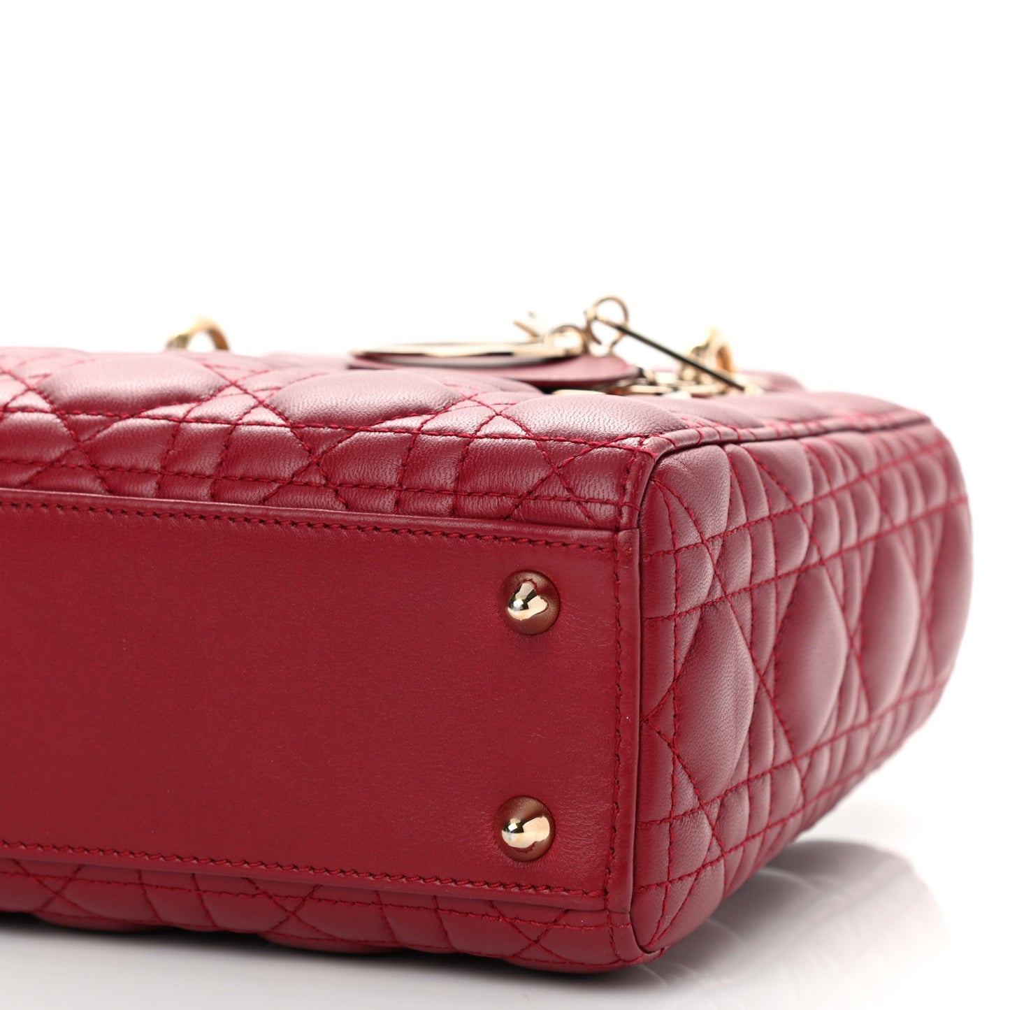 Lambskin Cannage Small Lucky Badges My Lady Dior Red