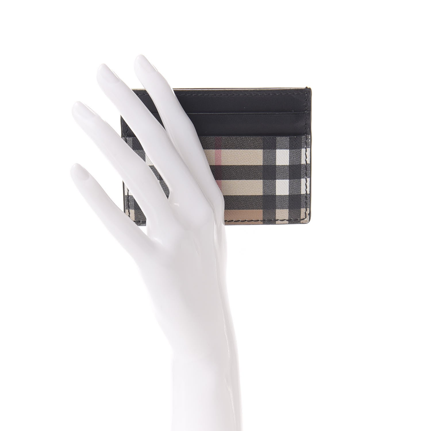 Burberry Smooth Calfskin Vintage Check Sandon Card Case Black 2 of 7