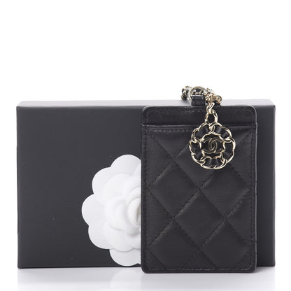 Chanel Lambskin Quilted Card Holder On Chain Black 2 of 7