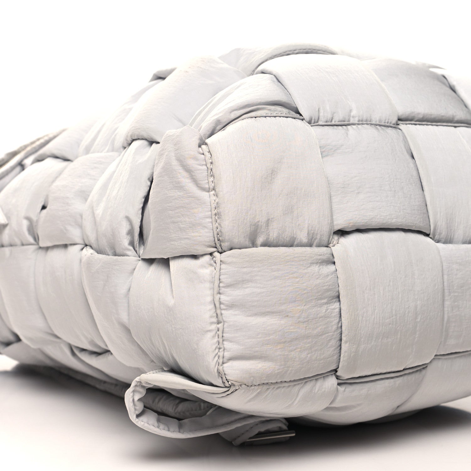 Bottega Veneta Nylon Intrecciato Padded Tech Fold Over Backpack Frost 9 of 12