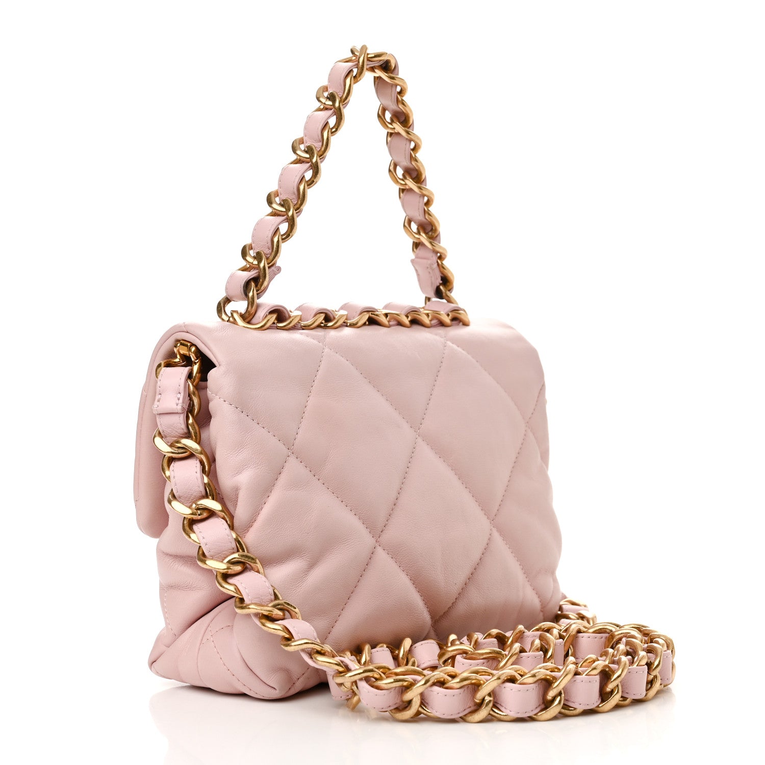 Chanel Lambskin Quilted Small Chain Top Handle Flap Rose Clair 3 of 12
