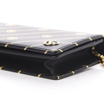 Gucci Calfskin Diagonal GG Mini Chain Wallet Black Gold 9 of 11