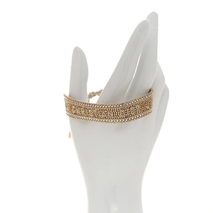 Christian Dior Woven Cotton Crystal Embroidered J'Adior Friendship Bracelet Blue Gold 2 of 5