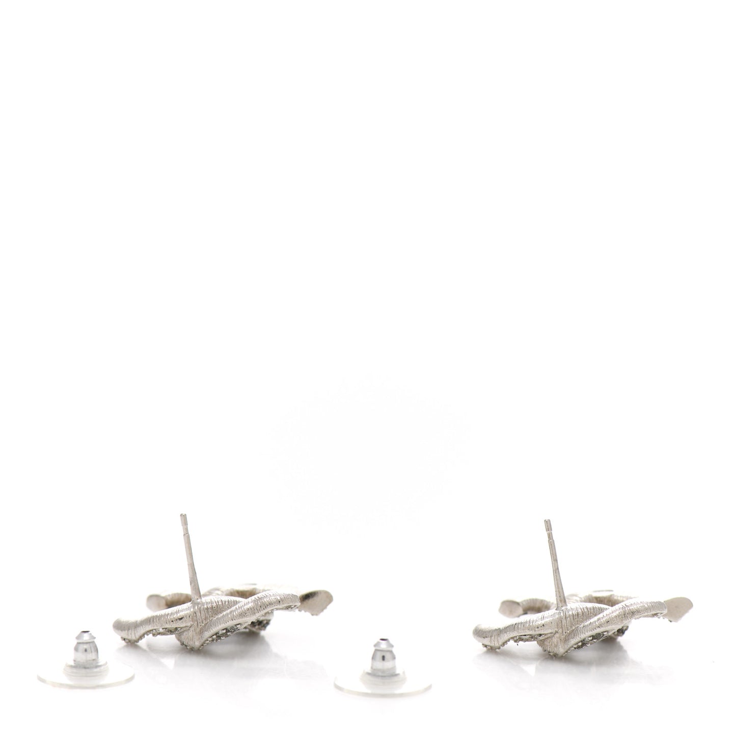 Crystal CC Twisted Earrings Silver