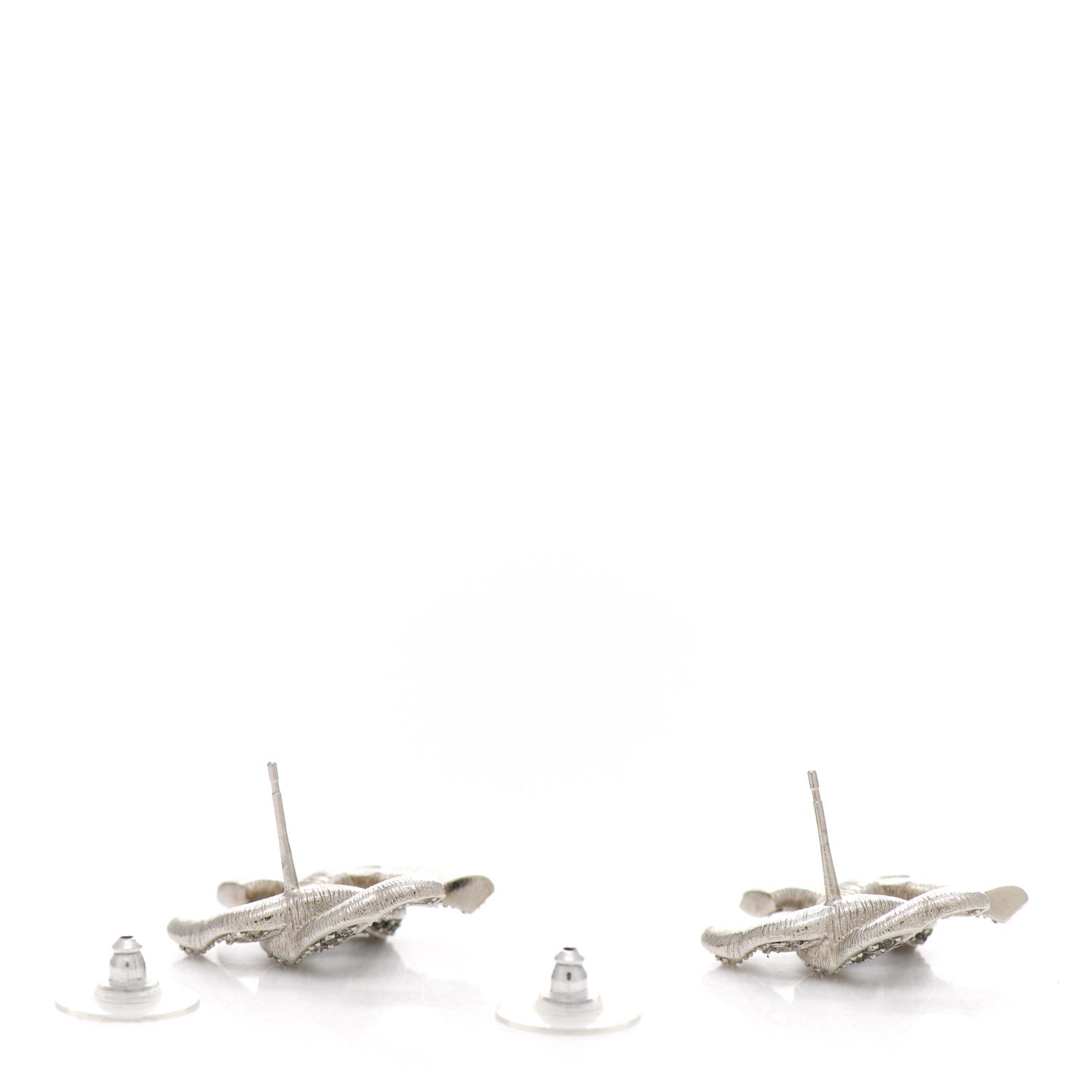Chanel Crystal CC Twisted Earrings Silver 3 of 5