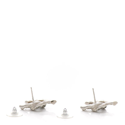 Chanel Crystal CC Twisted Earrings Silver 3 of 5