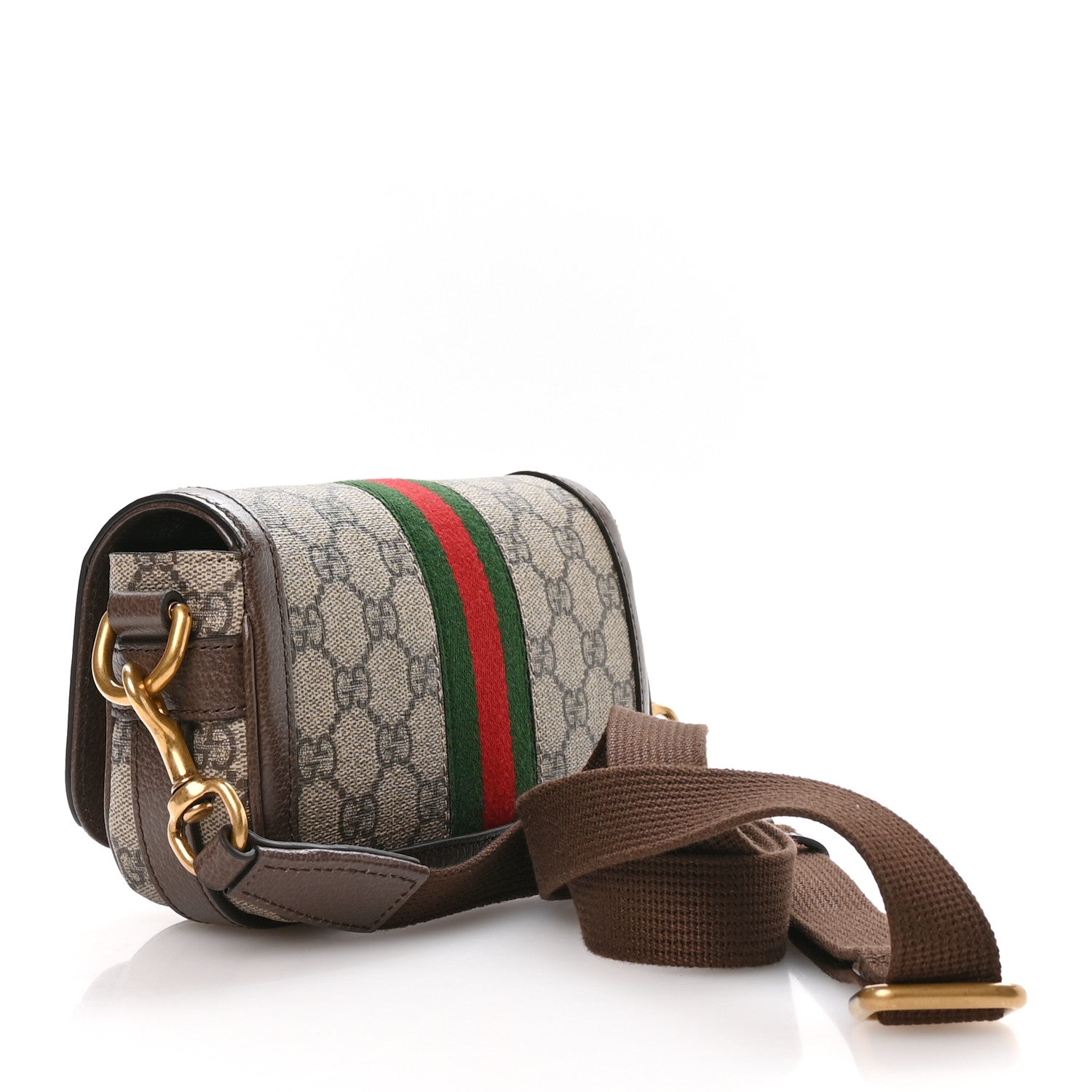 Gucci GG Supreme Monogram Web Mini Ophidia Flap Shoulder Bag Brown 3 of 11