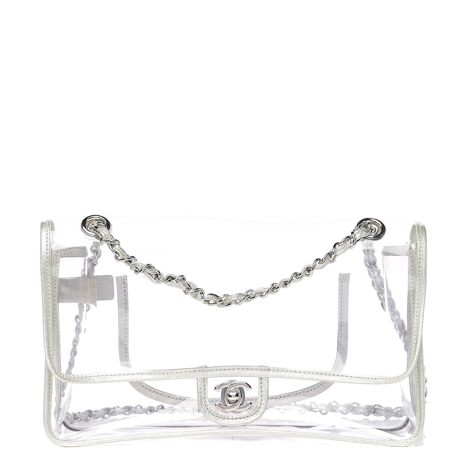 Chanel Lambskin Vinyl Large Naked Flap Silver 1 of 9