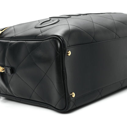 Chanel Calfskin Stitched Maxi Logo Bowling Bag Black 9 of 11