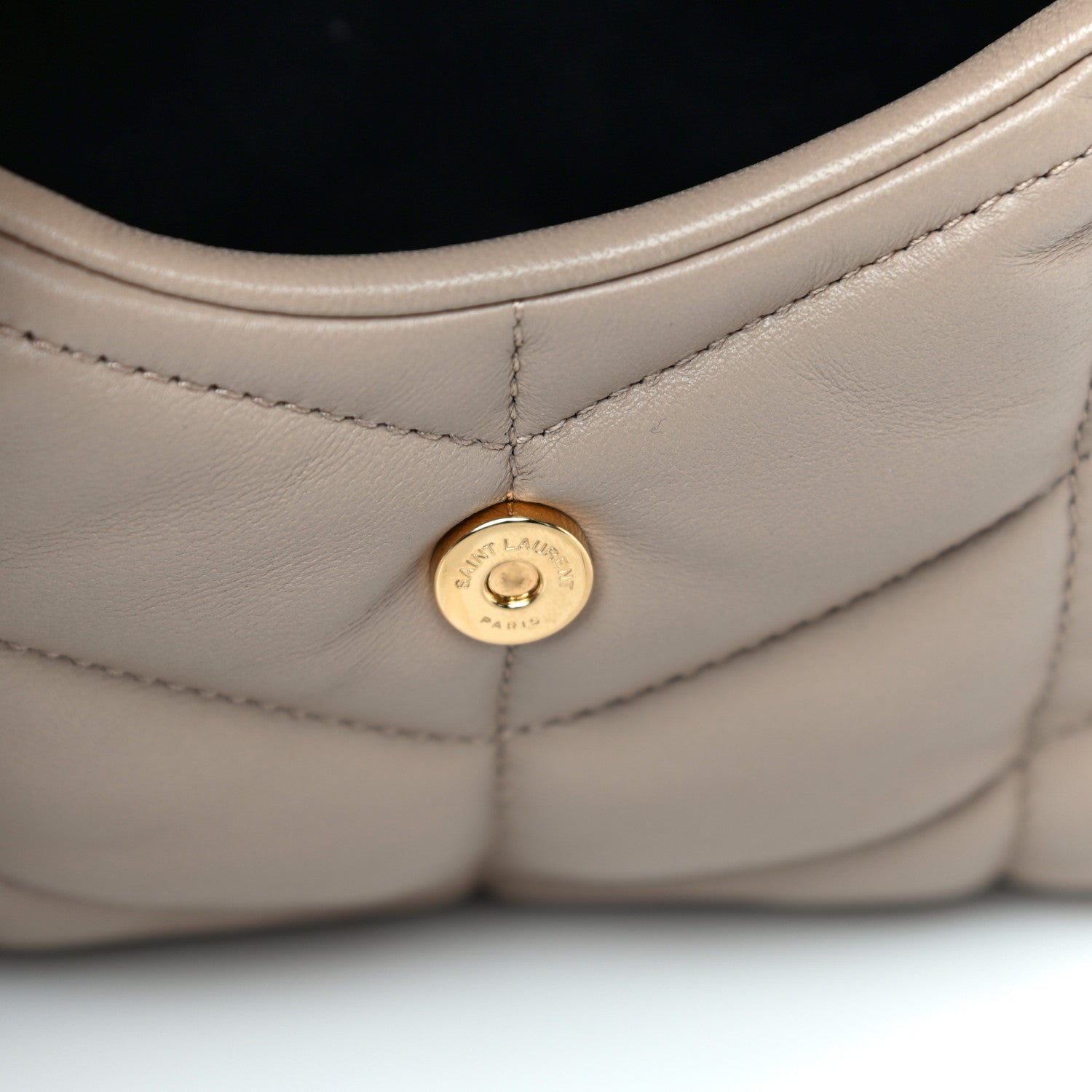 Saint Laurent Lambskin Monogram Loulou Puffer Pouch Clutch Dark Beige 14 of 15