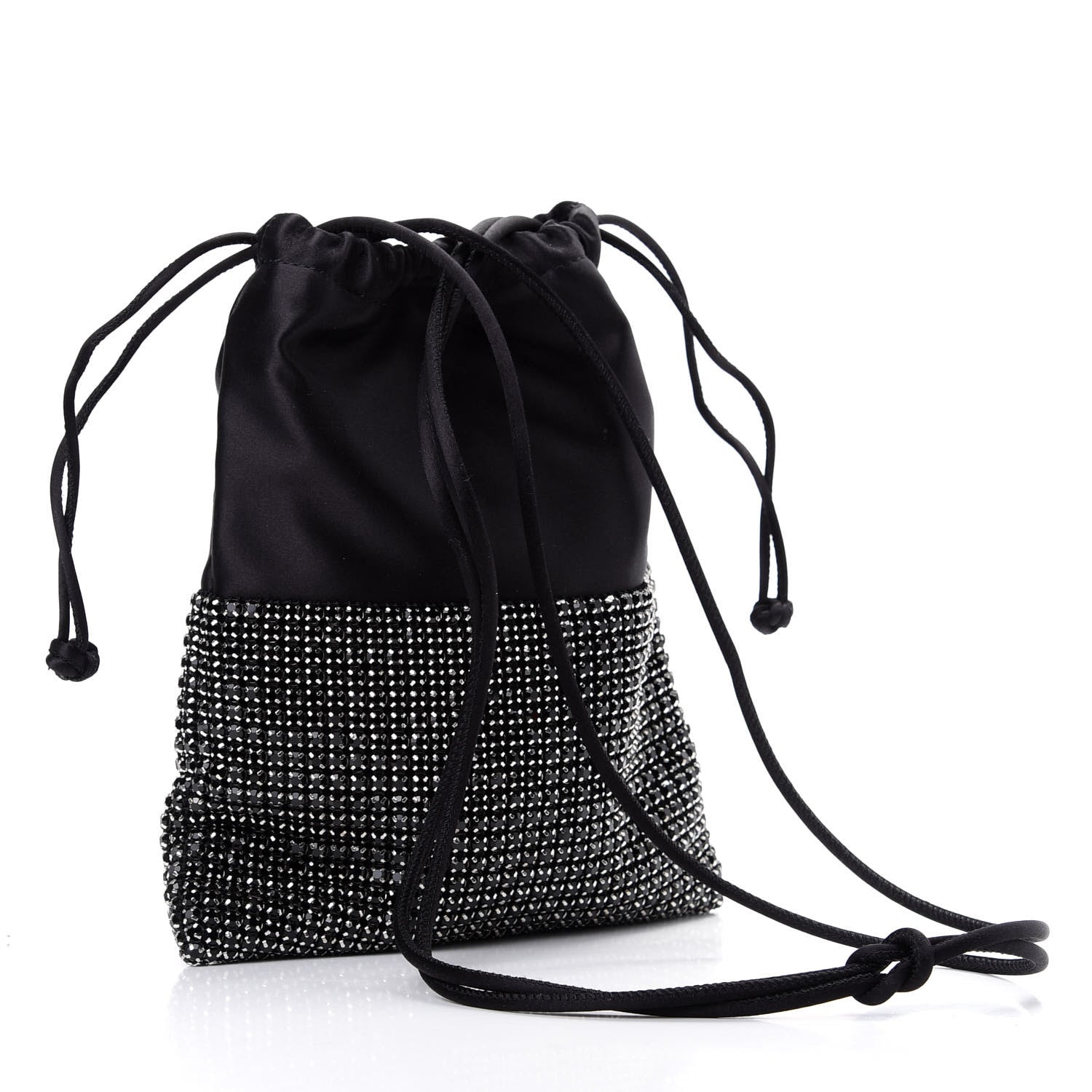 Alexander Wang Lambskin Crystal Rhinestone Ryan Mini Drawstring Bag Black 3 of 9