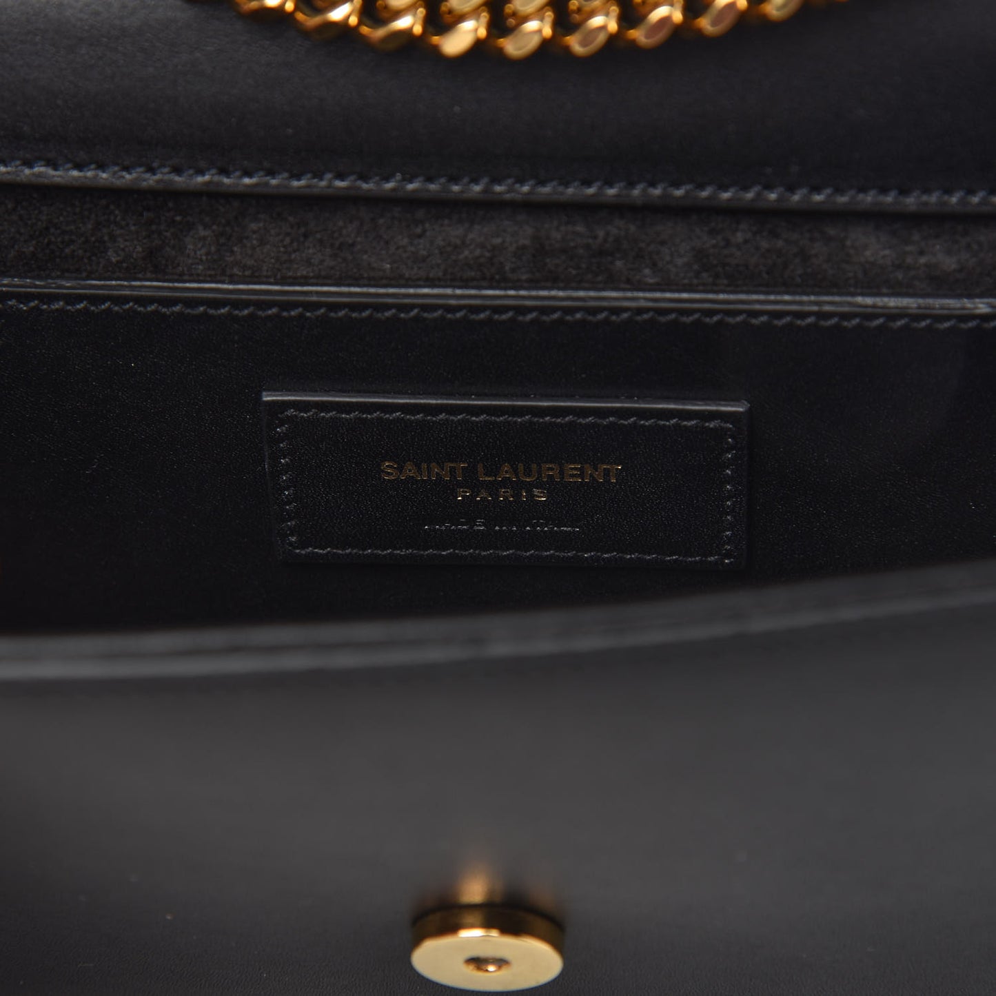 Calfskin Small Classic Monogram Kate Tassel Satchel Black