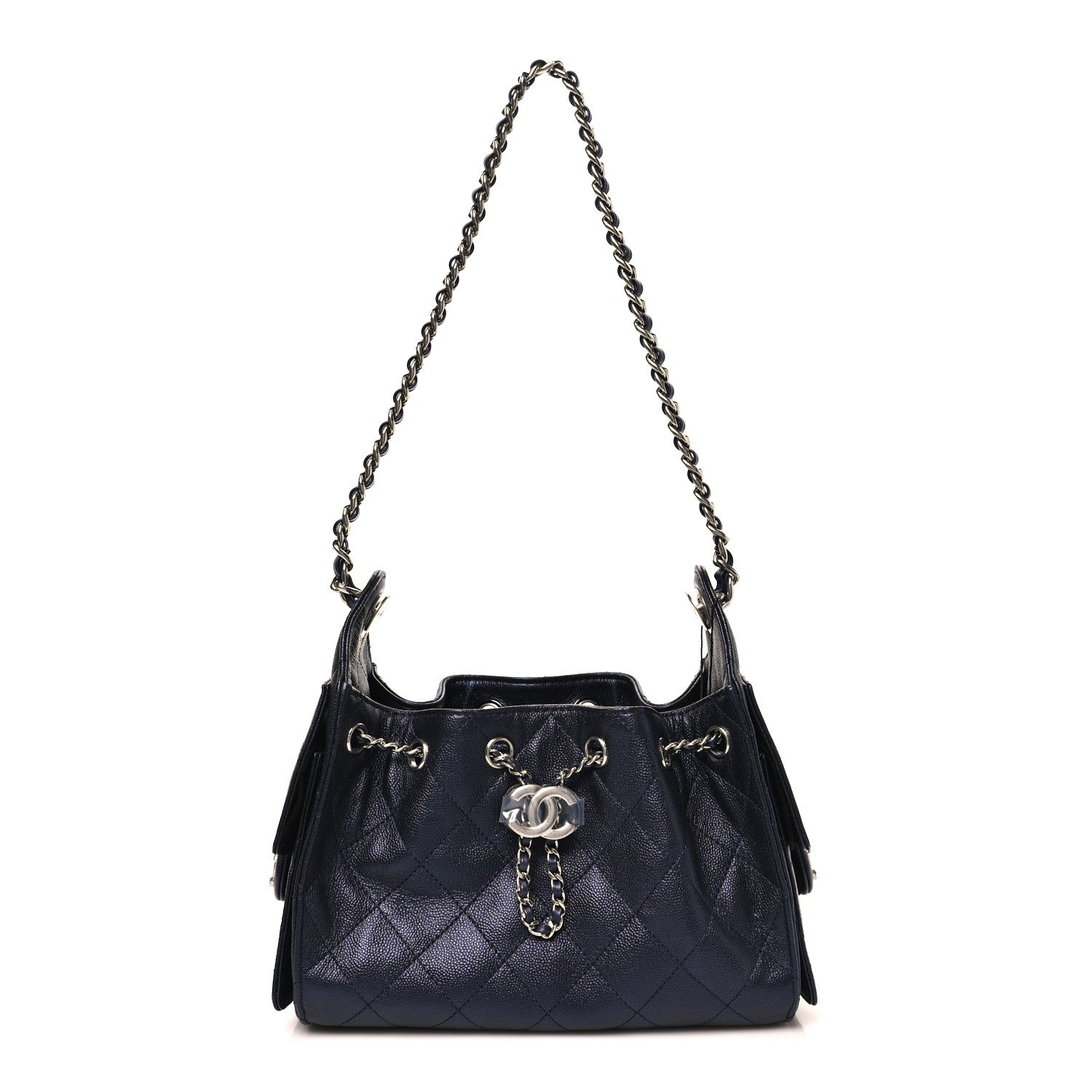 Chanel Metallic Caviar Quilted Mini Chanel 25 Handbag Dark Blue 1 of 11