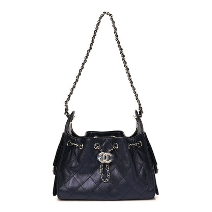 Chanel Metallic Caviar Quilted Mini Chanel 25 Handbag Dark Blue 1 of 11