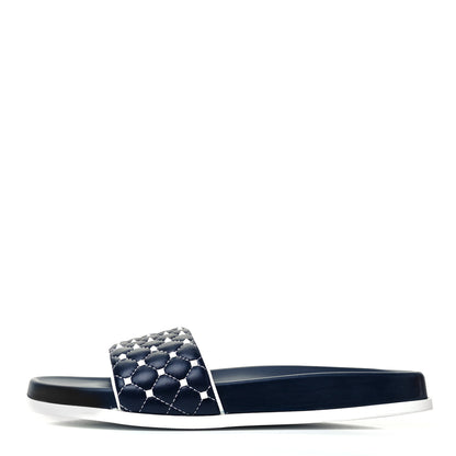 Valentino Garavani Nappa Free Rockstud Spike Pool Slide Sandals 39 Marine 1 of 8