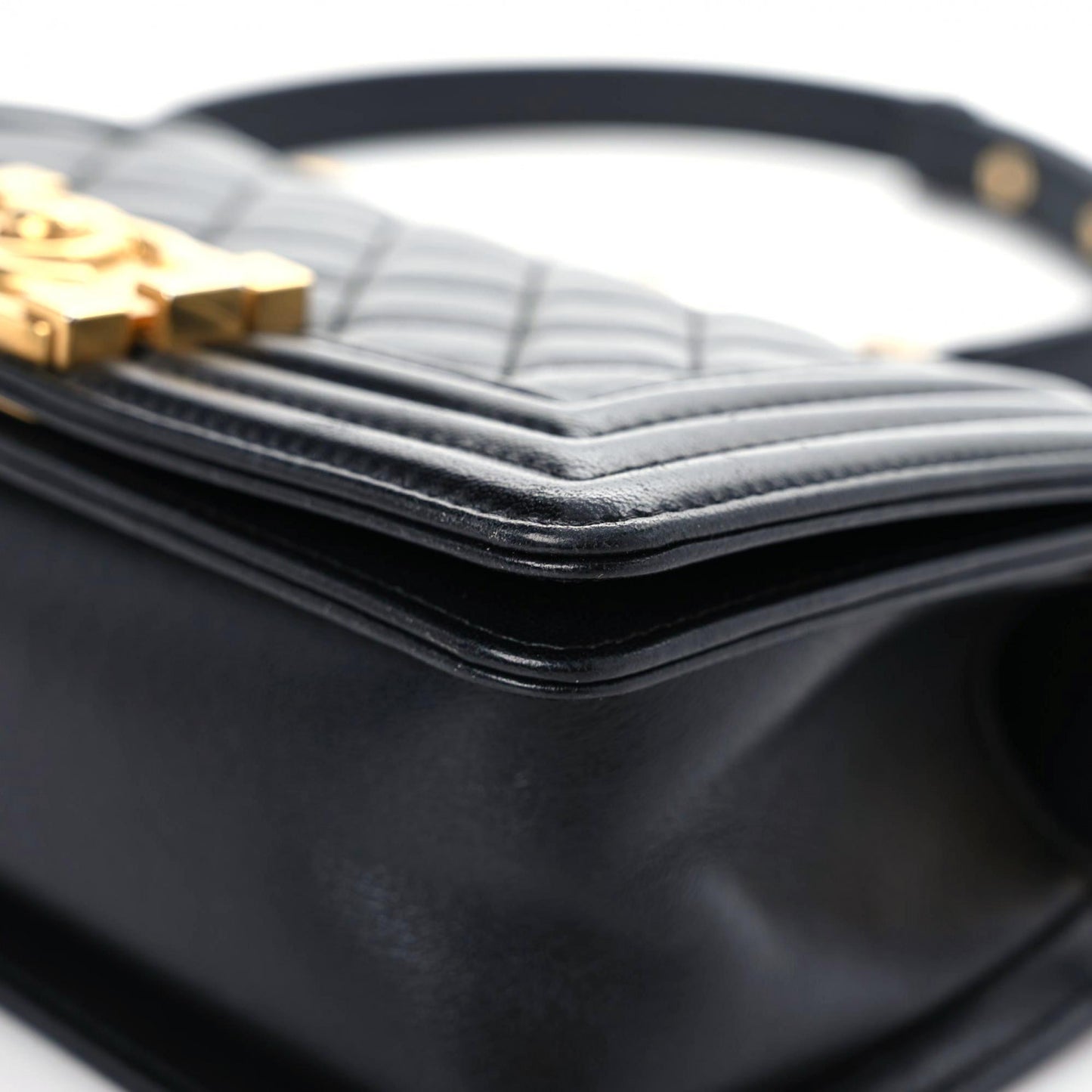 Lambskin Quilted Small Boy Flap Black