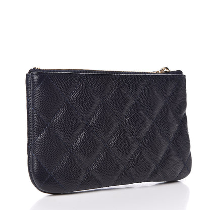 Chanel Caviar Quilted Small Cosmetic Case Blue 3 of 8