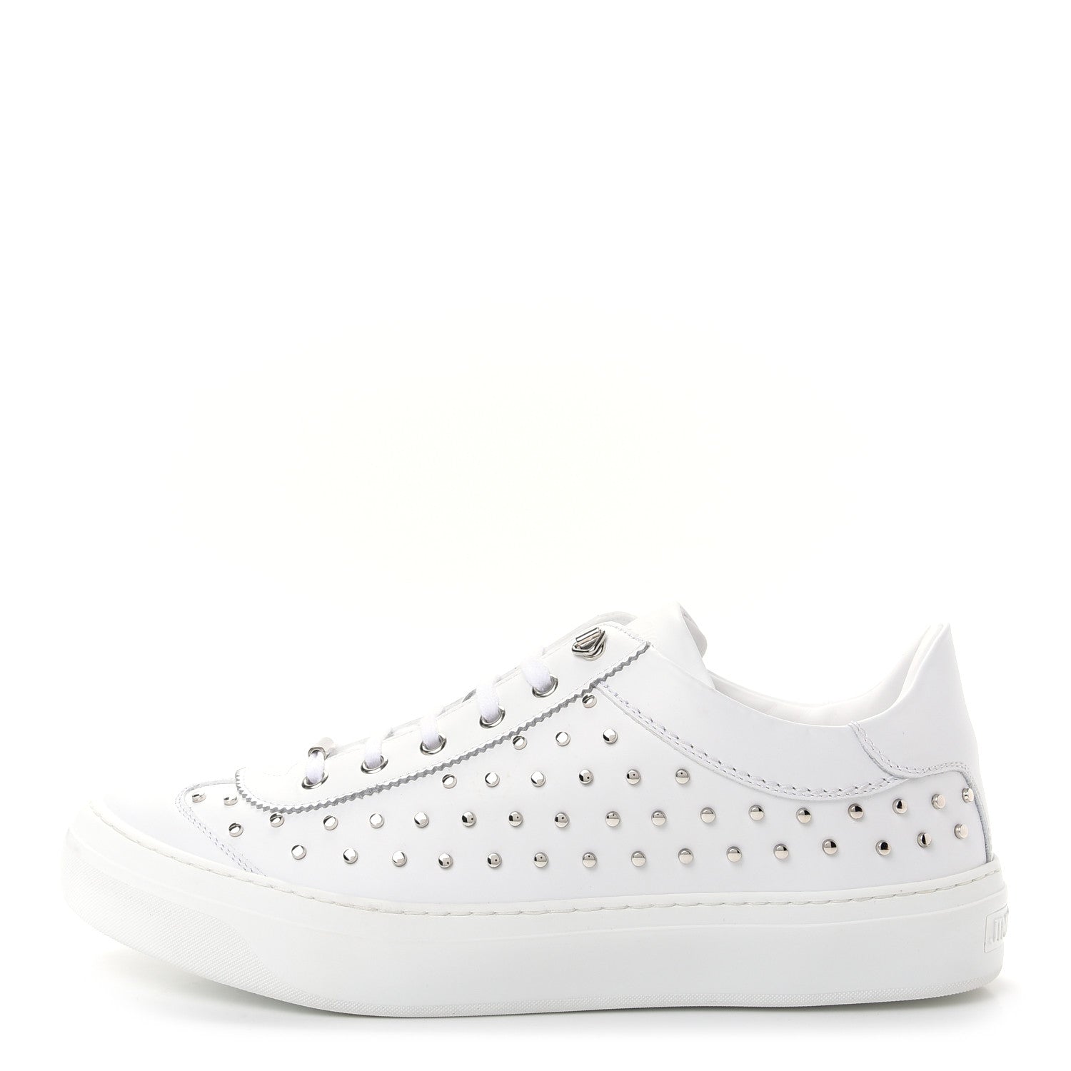 Jimmy Choo Calfskin Studded Mens Ace Sneakers 45 White Silver 1 of 10