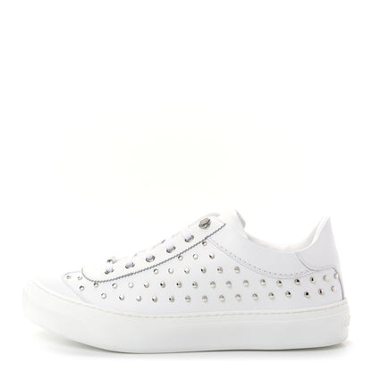 Jimmy Choo Calfskin Studded Mens Ace Sneakers 45 White Silver 1 of 10