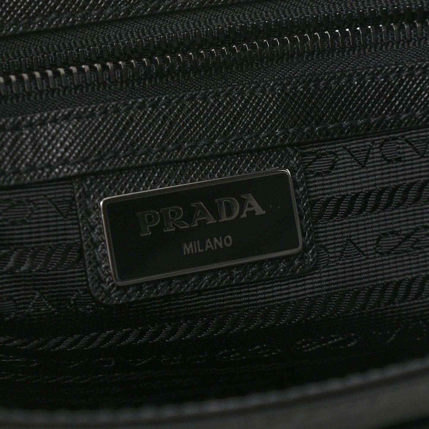 Re-Nylon Saffiano Pocket Flat Messenger Bag Black