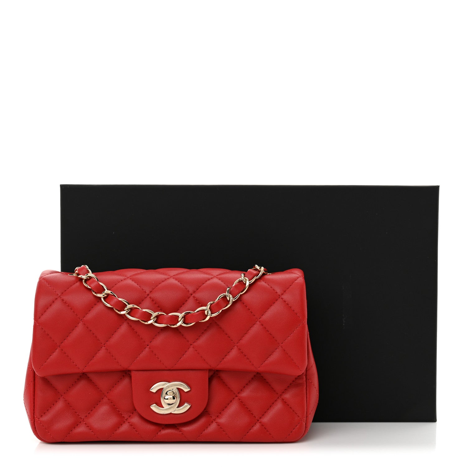 Chanel Lambskin Quilted Mini Rectangular Flap Red 11 of 11