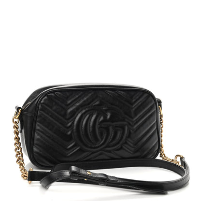 Gucci Calfskin Matelasse Small GG Marmont Chain Shoulder Bag Black 3 of 10
