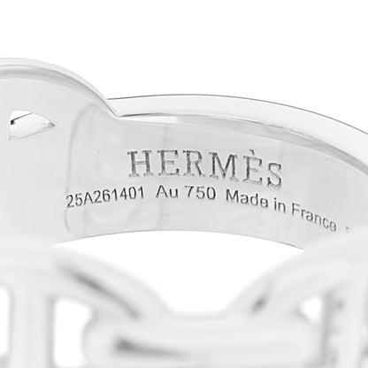 Hermes 18K White Gold Kelly Diamond Double Tour Chaine d'Ancre Pave Ring 53 6.5 4 of 5
