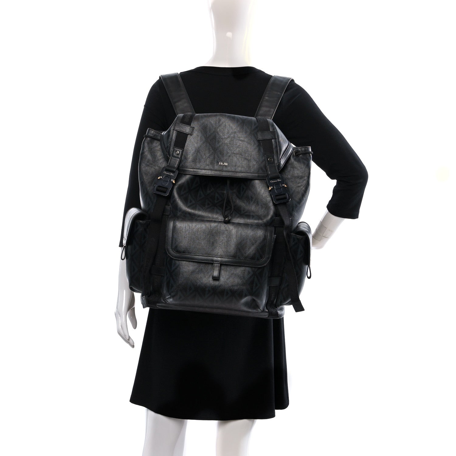 Christian Dior Canvas CD Diamond Hit The Road Backpack Black 2 of 15