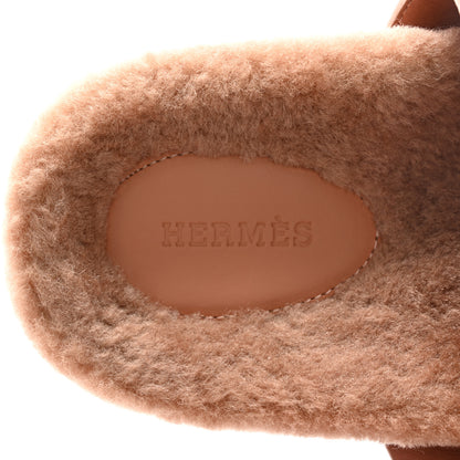 Hermes Suede Goatskin Woolskin Womens Chypre Sandals 39 Rose Aube 7 of 12