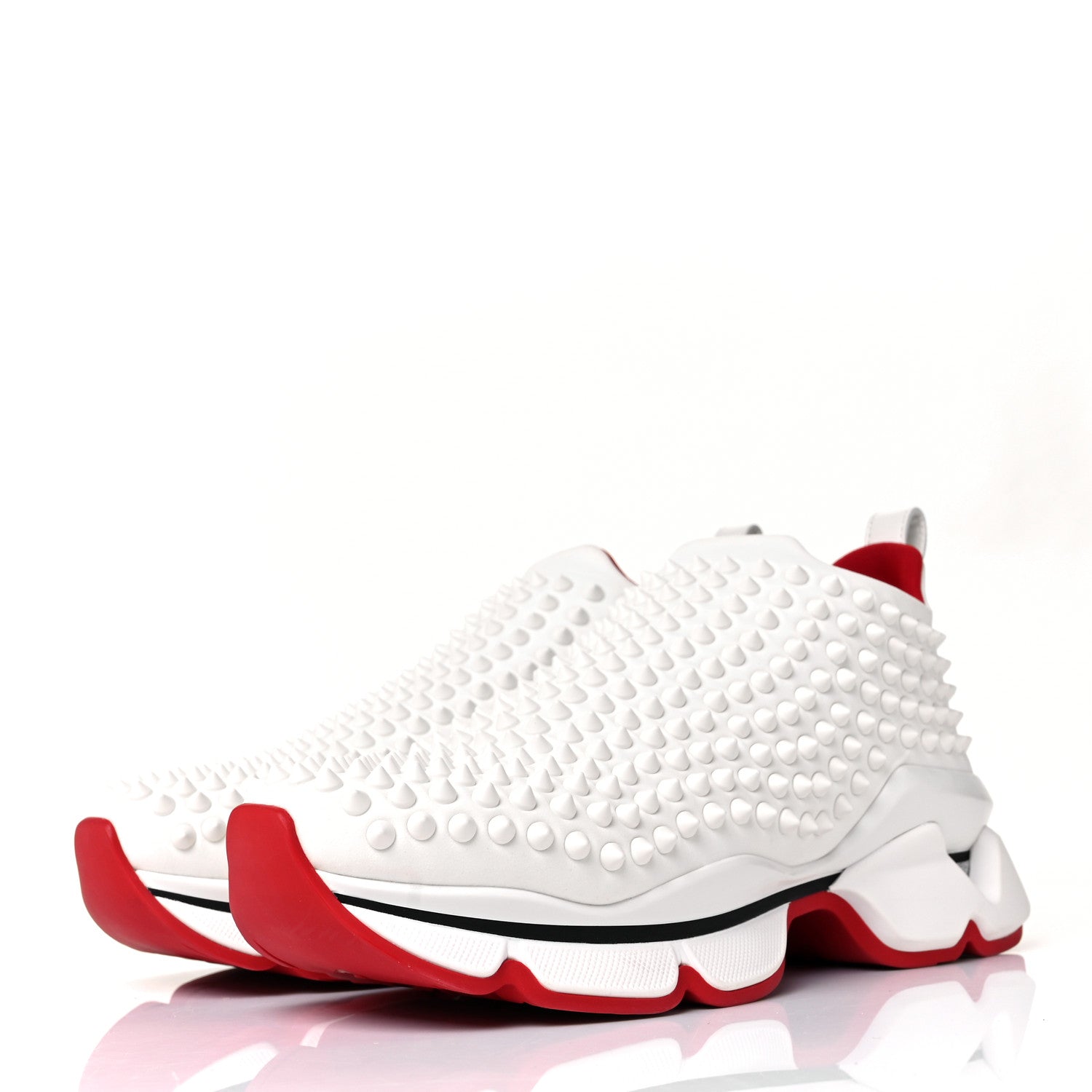 Christian Louboutin Neoprene Spike Sock Donna Flat Sneakers 37 White Snow Mat 3 of 7