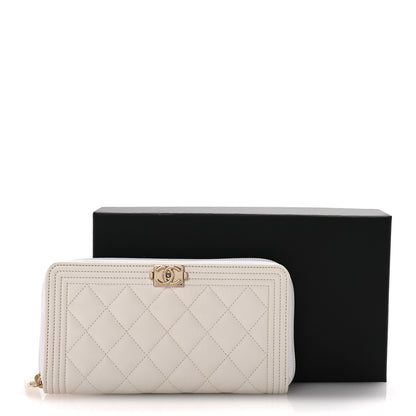 Chanel Caviar Quilted Boy Long Zip Around Wallet White 9 of 9