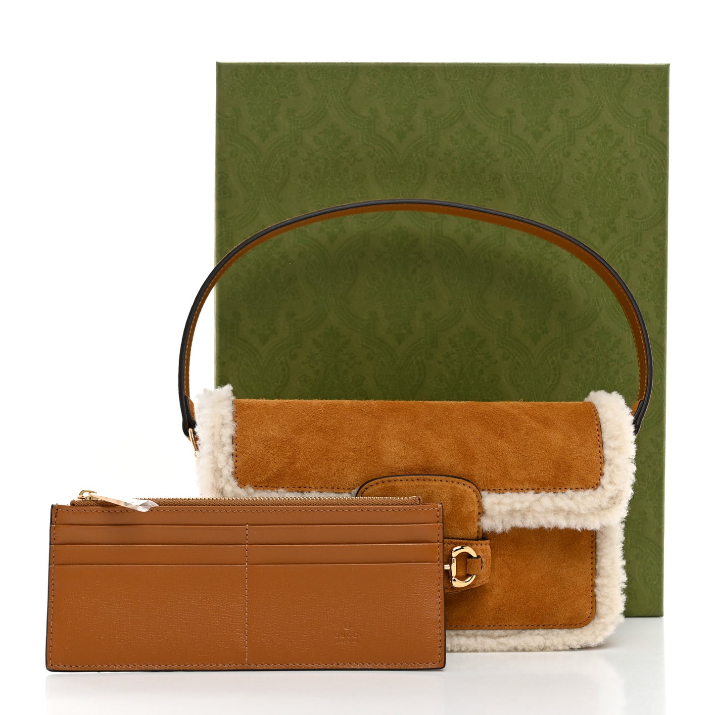 Suede Shearling Horsebit Mini 1955 Shoulder Bag Honey Beige Milk
