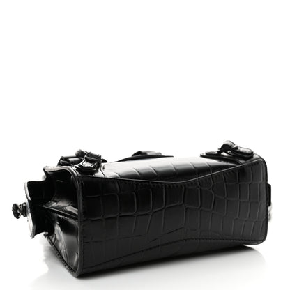 Balenciaga Semi Shiny Calfskin Crocodile Embossed Neo Classic Black Hardware Nano City Black 4 of 10